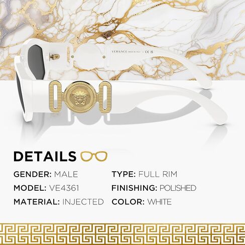 Versace VE4361 Oval Heart Sunglases للرجال - إطار مع المعابد ، و eshades heyewear مجموعة in Saudi Arabia