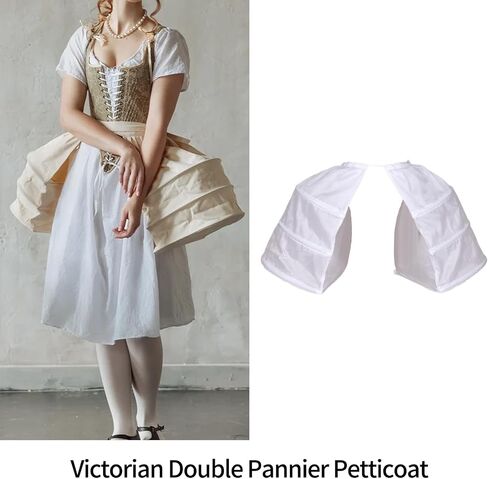 Victorian Double Pannier Hoop Skirt -Marie Antoinetteite Costume Cage Pannier-Petticoat Skirt Crinoline in Saudi Arabia