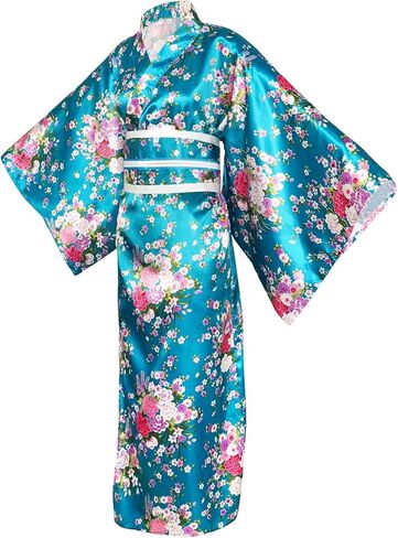 Japanese Kimono for Women Geisha Costume Asian Dress Anime Costume Yukata Kimono Robe Mask Hand Fan Socks 5pc in Kuwait