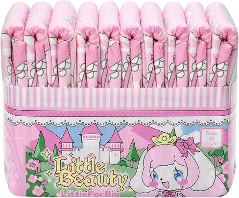Littleforbig Adjustable Hook-and-Loop Fastener Closure Adult Printed Cloth Back Diaper 10 Pieces - Little Beauty (Large 36"-48") in Kuwait