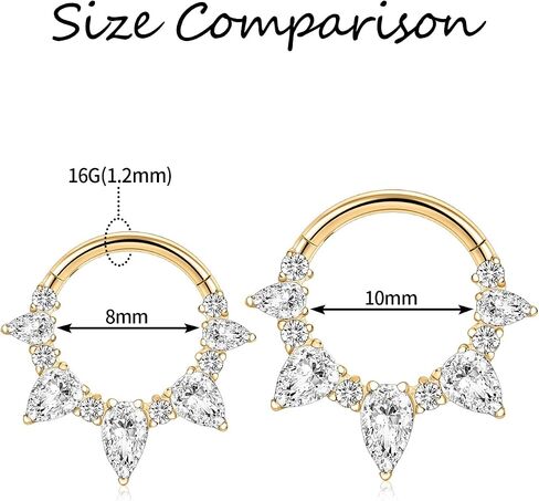FUNLMO Septum Ring Daith Tragus Helix Rook Piercing Jewelry Cartilage Earring 316L Surgical Steel Cube Zirconia Nose Ring for Women Men 16G in Saudi Arabia