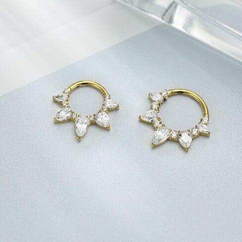 FUNLMO Septum Ring Daith Tragus Helix Rook Piercing Jewelry Cartilage Earring 316L Surgical Steel Cube Zirconia Nose Ring for Women Men 16G in Saudi Arabia