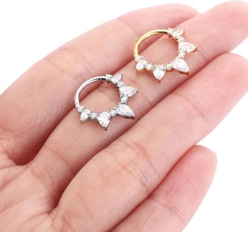 FUNLMO Septum Ring Daith Tragus Helix Rook Piercing Jewelry Cartilage Earring 316L Surgical Steel Cube Zirconia Nose Ring for Women Men 16G in Saudi Arabia