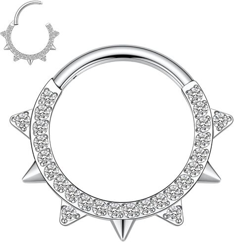 FUNLMO Septum Ring Daith Tragus Helix Rook Piercing Jewelry Cartilage Earring 316L Surgical Steel Cube Zirconia Nose Ring for Women Men 16G in Saudi Arabia
