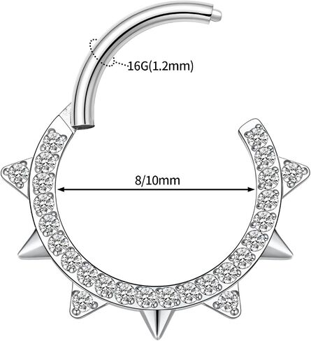 FUNLMO Septum Ring Daith Tragus Helix Rook Piercing Jewelry Cartilage Earring 316L Surgical Steel Cube Zirconia Nose Ring for Women Men 16G in Saudi Arabia