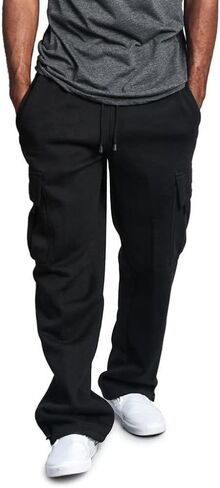 Men's Casual Cargo Sweatpants with Pockets Long Openleg Track Fleece Cargo Jogging Pants in Saudi Arabia
