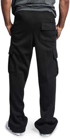 Men's Casual Cargo Sweatpants with Pockets Long Openleg Track Fleece Cargo Jogging Pants in Saudi Arabia