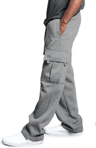 Men's Casual Cargo Sweatpants with Pockets Long Openleg Track Fleece Cargo Jogging Pants in Saudi Arabia