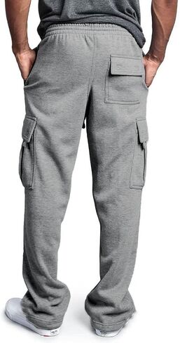Men's Casual Cargo Sweatpants with Pockets Long Openleg Track Fleece Cargo Jogging Pants in Saudi Arabia