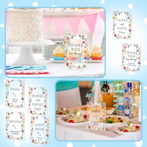 6 Pcs Wildflowers Baby in Bloom Baby Shower Table Decorations Take One Sign Thank You Acrylic Sign Centerpieces with Stand 5 x 7" Wedding Birthday Party Decorations for Guests Gifts in Saudi Arabia