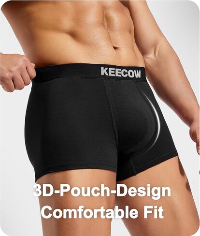 KEECOW Men's Underwear, Boxer Briefs, Soft Breathable Moisture Wicking Cotton, Black, 12 Pack in Saudi Arabia