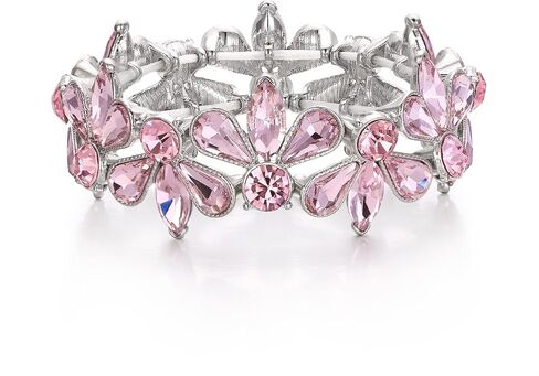 EleQueen Wedding Party Costume Bracelet for Women, Rhinestone Crystal Stretch Bangle for Bridal Brides in Saudi Arabia