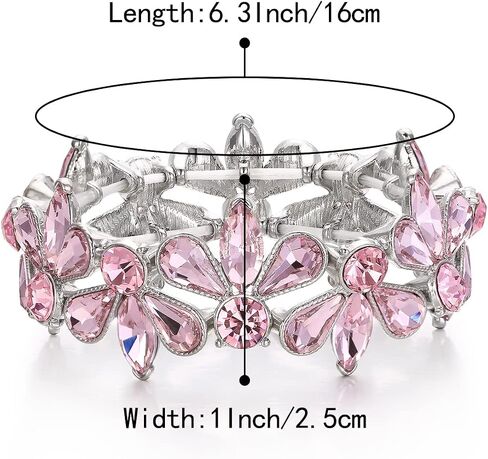 EleQueen Wedding Party Costume Bracelet for Women, Rhinestone Crystal Stretch Bangle for Bridal Brides in Saudi Arabia