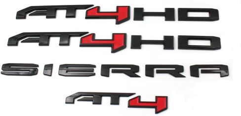 6PCS Black Red AT4 HD Emblems Sierra Letters Compatible with 2019-2024 Sierra 2500HD 3500HD (Black Red) in Saudi Arabia
