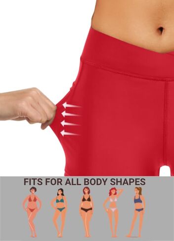 Women 3" High Waisted Swim Board Shorts V Cross Boy Shorts Swim Bathing Suit Bottoms Swimwear with Pockets in Saudi Arabia