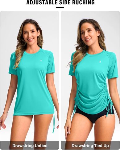 Soothfeel Women's Swim Shirt UPF 50+ Short Sleeve Rash Guard SPF UV Sun Protection Swimming Swimsuit Bathing Suit Top Only in Saudi Arabia