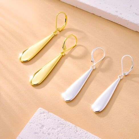 925 Sterling Silver Long Teardrop Dangle Earrings for Women Hypoallergenic Drop Leverback Earrings Trendy Silver Long Teardrop Dangle Earings for Jewelry Gifts in Saudi Arabia