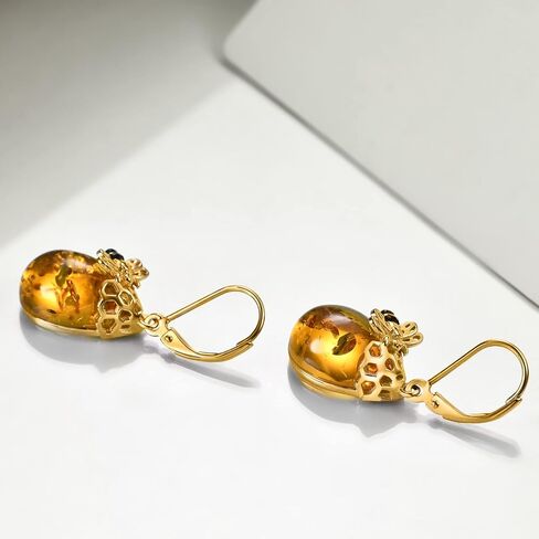Tiger Rider Bee 925 Sterling Silver French Clasp أقراط العنبر/الكريستال/السترين/القمر هدية مجوهرات قلادة للنساء in Kuwait