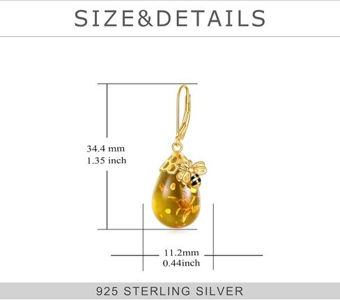 Tiger Rider Bee 925 Sterling Silver French Clasp أقراط العنبر/الكريستال/السترين/القمر هدية مجوهرات قلادة للنساء in Kuwait