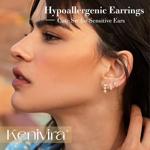 Gold Hoop Earrings for Women Trendy，14K Gold Plated Chunky Huggie Earrings Dangling，CZ U Shape Paperclip Earrings Jewelry Gifts for Women Hypoallergenic in Kuwait