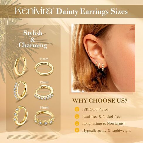 Gold Hoop Earrings for Women Trendy，14K Gold Plated Chunky Huggie Earrings Dangling，CZ U Shape Paperclip Earrings Jewelry Gifts for Women Hypoallergenic in Kuwait