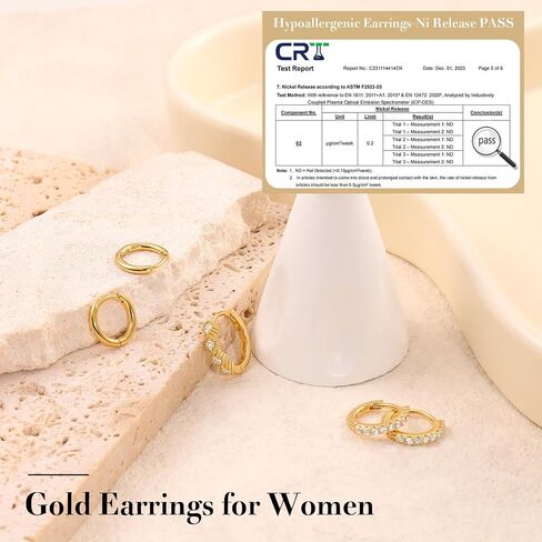 Gold Hoop Earrings for Women Trendy，14K Gold Plated Chunky Huggie Earrings Dangling，CZ U Shape Paperclip Earrings Jewelry Gifts for Women Hypoallergenic in Kuwait