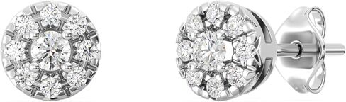 Gilded Lab-Grown Diamond Stud Plus Round Halo Earrings for Women, Round Cut, 4-Prong, Push Back, 925 Sterling Silver or 14KTGold-Plated, F Color SI1 in Saudi Arabia