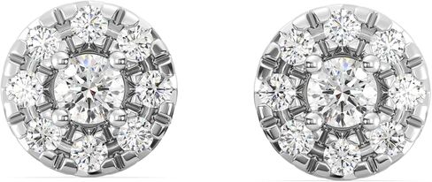 Gilded Lab-Grown Diamond Stud Plus Round Halo Earrings for Women, Round Cut, 4-Prong, Push Back, 925 Sterling Silver or 14KTGold-Plated, F Color SI1 in Saudi Arabia