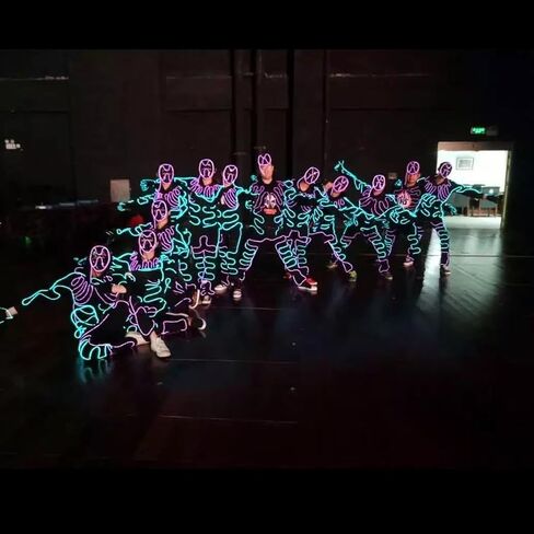 Led light up suit Dance Costume Robot Suit, Halloweenglow sticks luminous performance light up glow stick costume in Kuwait