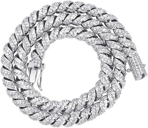 ICEDIAMOND 10MM مطلي بالذهب Creative Retro Helix Cables Necklace سلسلة سلسلة ، Iced Out Bling CZ Diamond Hip Hop Charm Jewelry for Men in Kuwait