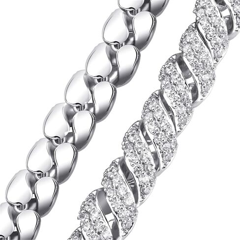 ICEDIAMOND 10MM مطلي بالذهب Creative Retro Helix Cables Necklace سلسلة سلسلة ، Iced Out Bling CZ Diamond Hip Hop Charm Jewelry for Men in Kuwait