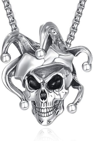 Skull Necklaces for Men, 925 Sterling Silver Mens Pendant Necklace, Cool Gothic Skull Jewelry Halloween Jewelry Gifts for Men Husband Him Father Son in Kuwait