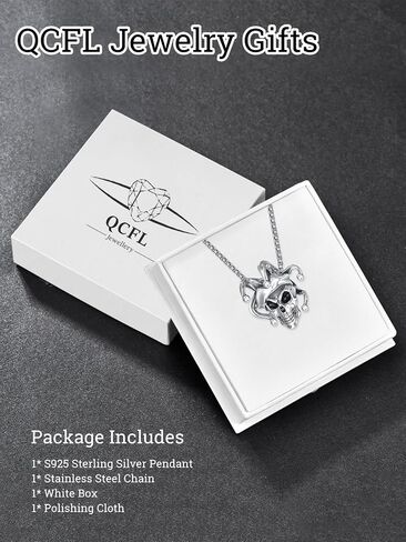 Skull Necklaces for Men, 925 Sterling Silver Mens Pendant Necklace, Cool Gothic Skull Jewelry Halloween Jewelry Gifts for Men Husband Him Father Son in Kuwait