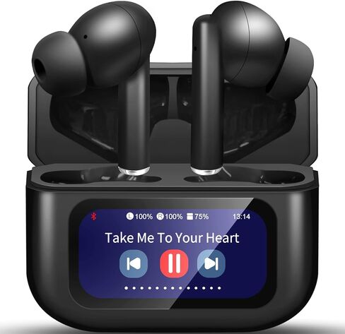 Touch Screen Ear Buds Bluetooth Wireless Earbuds, ANC+ENC Denoise, Full Color Touchscreen Earphones with Mic, 40H Playtime Waterproof Multifunctional Headphones for Tablet Laptop iOS/Android in Saudi Arabia