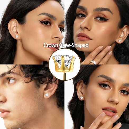 MDFUN 6 Pairs Stud Earrings Sets 3-8MM 18K Gold Plated Round 5A+ Cubic Zirconia Earrings Hypoallergenic CZ 6 Prong Ears Jewelry for Women in Saudi Arabia