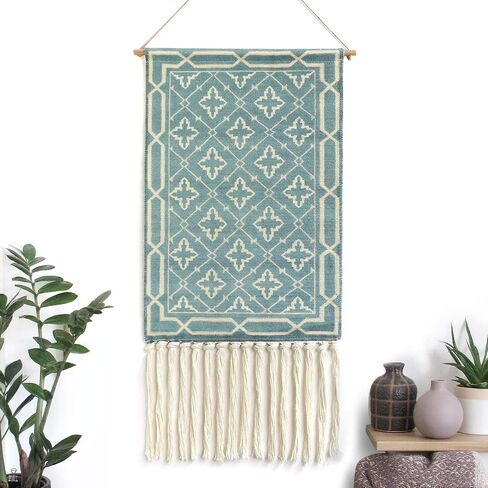 Dremisland Macrame Worged Wall Hanging Tapestry- Boho Chic Bohemian Home Decor Decore الهندسة الفنية ديكور Booho- زخرفة باب غرفة النوم الشقة ، 17.7 "W x 32" L (Sendia-Black) in Saudi Arabia