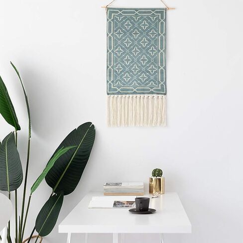 Dremisland Macrame Worged Wall Hanging Tapestry- Boho Chic Bohemian Home Decor Decore الهندسة الفنية ديكور Booho- زخرفة باب غرفة النوم الشقة ، 17.7 "W x 32" L (Sendia-Black) in Saudi Arabia
