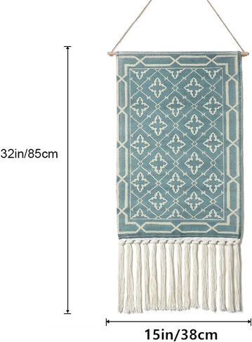 Dremisland Macrame Worged Wall Hanging Tapestry- Boho Chic Bohemian Home Decor Decore الهندسة الفنية ديكور Booho- زخرفة باب غرفة النوم الشقة ، 17.7 "W x 32" L (Sendia-Black) in Saudi Arabia