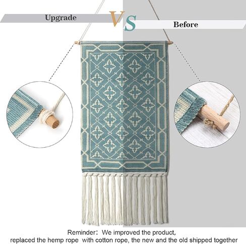 Dremisland Macrame Worged Wall Hanging Tapestry- Boho Chic Bohemian Home Decor Decore الهندسة الفنية ديكور Booho- زخرفة باب غرفة النوم الشقة ، 17.7 "W x 32" L (Sendia-Black) in Saudi Arabia