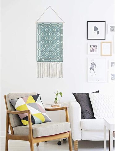 Dremisland Macrame Worged Wall Hanging Tapestry- Boho Chic Bohemian Home Decor Decore الهندسة الفنية ديكور Booho- زخرفة باب غرفة النوم الشقة ، 17.7 "W x 32" L (Sendia-Black) in Saudi Arabia