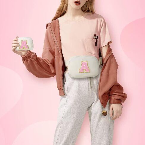 YOOLIFE Initial Belt Bag Wallet for Women Girls - Monogram Fanny Packs Crossbody Bag Waist Packs, Personalized Birthday Gifts for Women Teen Girls Mom Daughter Friend Sister, Pink M in Saudi Arabia