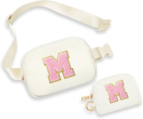 YOOLIFE Initial Belt Bag Wallet for Women Girls - Monogram Fanny Packs Crossbody Bag Waist Packs, Personalized Birthday Gifts for Women Teen Girls Mom Daughter Friend Sister, Pink M in Saudi Arabia