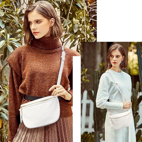 Viva Terry Saddle Crossbody Bags for Women, PU Leather Saddle Satchel Bag Fanny Pack and Cross Body Purse(White) in Kuwait