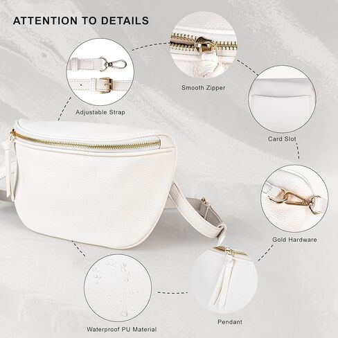 Viva Terry Saddle Crossbody Bags for Women, PU Leather Saddle Satchel Bag Fanny Pack and Cross Body Purse(White) in Kuwait