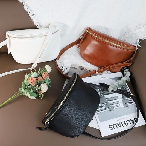 Viva Terry Saddle Crossbody Bags for Women, PU Leather Saddle Satchel Bag Fanny Pack and Cross Body Purse(White) in Kuwait