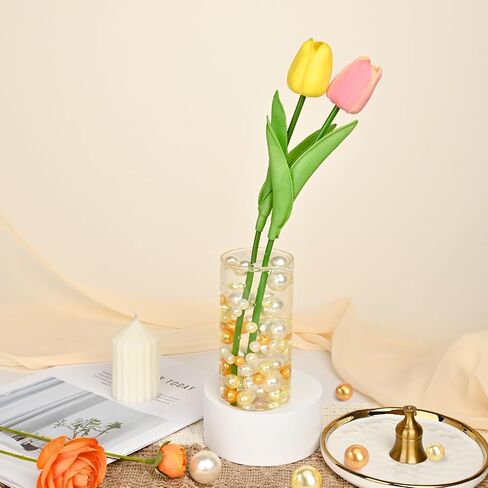 U-LIAN Green Floating Beads for Centerpieces, 160PCS No Hole Faux Pearls and 3000PCS Water Beads for Vase Filler, Round Glossy Polished Bead for Table Scatters, Wedding Party, Home Decor, 10/14/20mm in Saudi Arabia