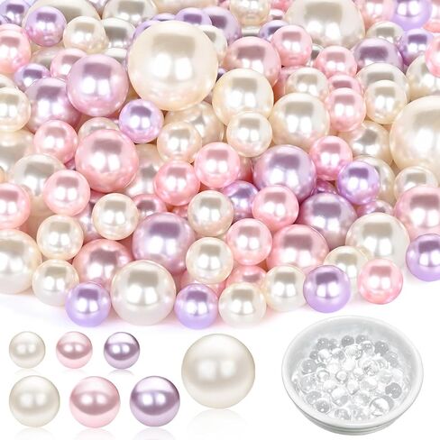 U-LIAN Green Floating Beads for Centerpieces, 160PCS No Hole Faux Pearls and 3000PCS Water Beads for Vase Filler, Round Glossy Polished Bead for Table Scatters, Wedding Party, Home Decor, 10/14/20mm in Saudi Arabia
