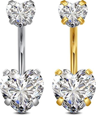 QWALIT Belly Button Ring Silver Gold Belly Rings Surgical Stainless Steel Belly Button Rings for Women Belly Button Piercing Jewelry Hypoallergenic Dangle Belly Button Ring Clicker Belly Ring Dangling in Saudi Arabia