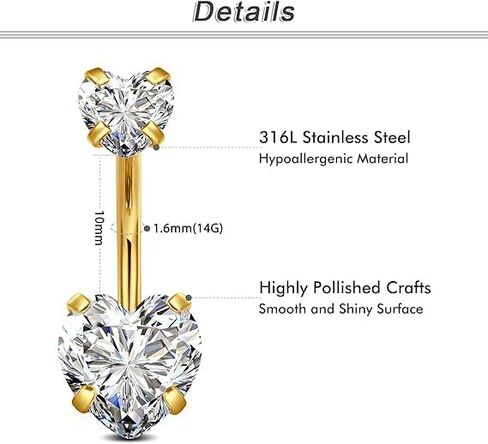 QWALIT Belly Button Ring Silver Gold Belly Rings Surgical Stainless Steel Belly Button Rings for Women Belly Button Piercing Jewelry Hypoallergenic Dangle Belly Button Ring Clicker Belly Ring Dangling in Saudi Arabia