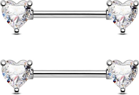Jewseen 2pcs 925 Sterling Silver Nipple Rings for Women 14g Heart Nipple Nipple Jewelry CZ Rative Barbells Rings Nipple Nipple Jewelry Body Jewelry in Kuwait
